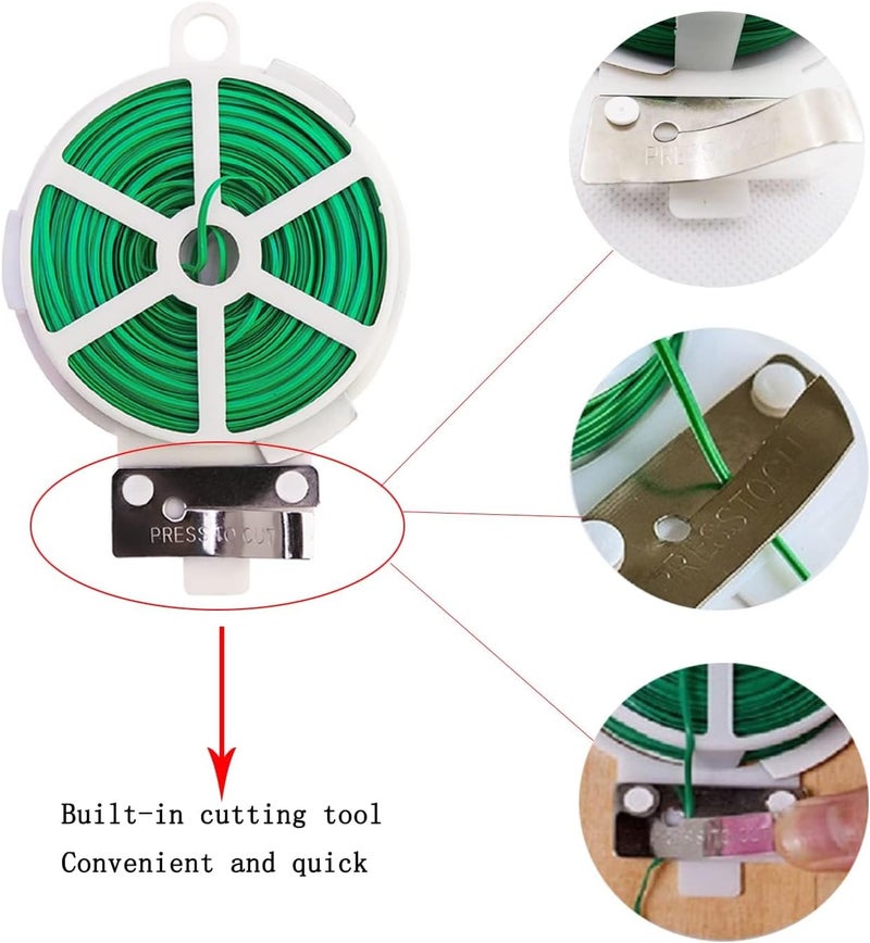 WFAUIBR Twist Tie, 328 Feet (100m), green cable ties with Cutter, Garden Plant Ties Reusable, Green Twist Ties for plants Gardening Tomatoes Tie garden ties for plants,garden twist ties flowers Climbing - Image 3